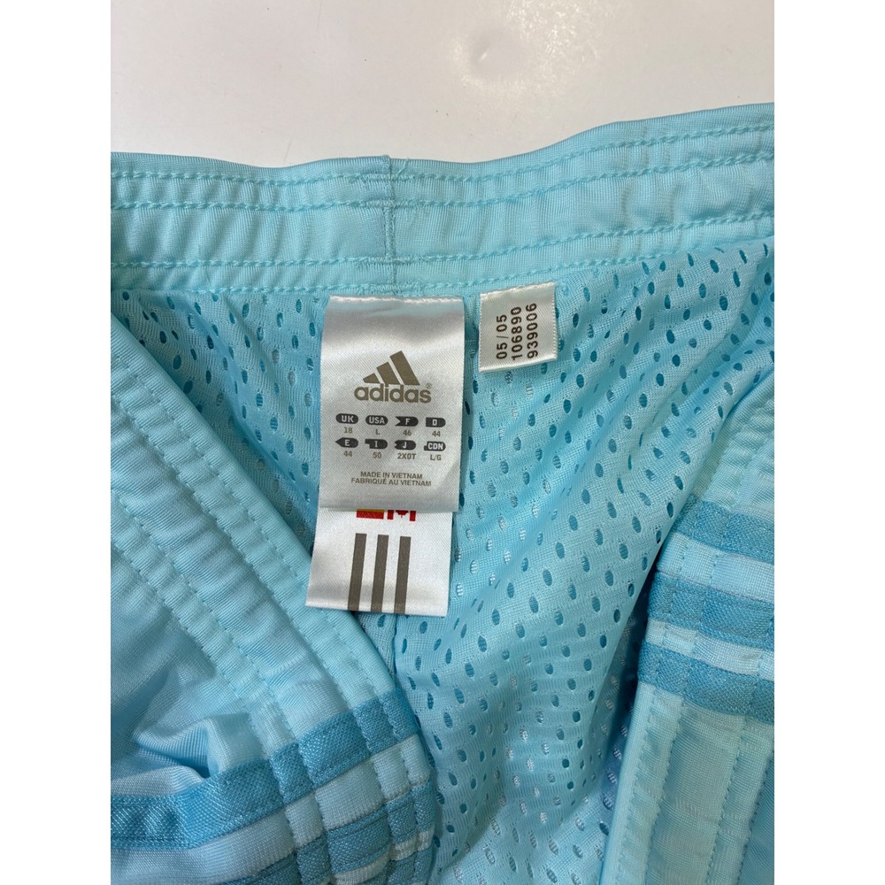 Adidas Womens Light Blue Three Stripe Track Pants Large Pastel Blue Sporty Y2K L - Picture 4 of 10